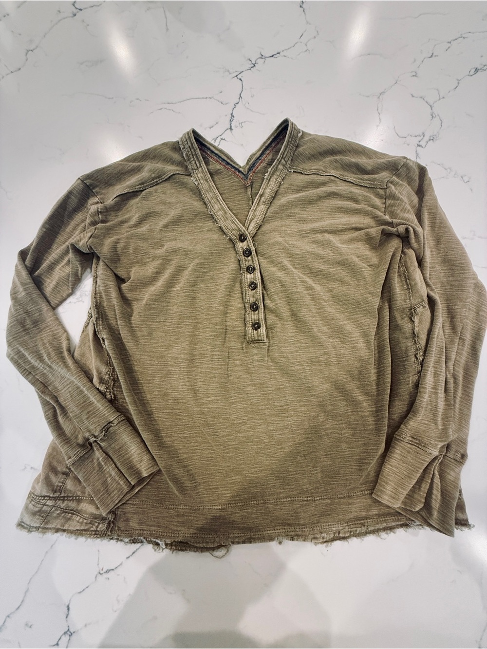Anthropologie by Pilcro Olive Crewneck Henley size small